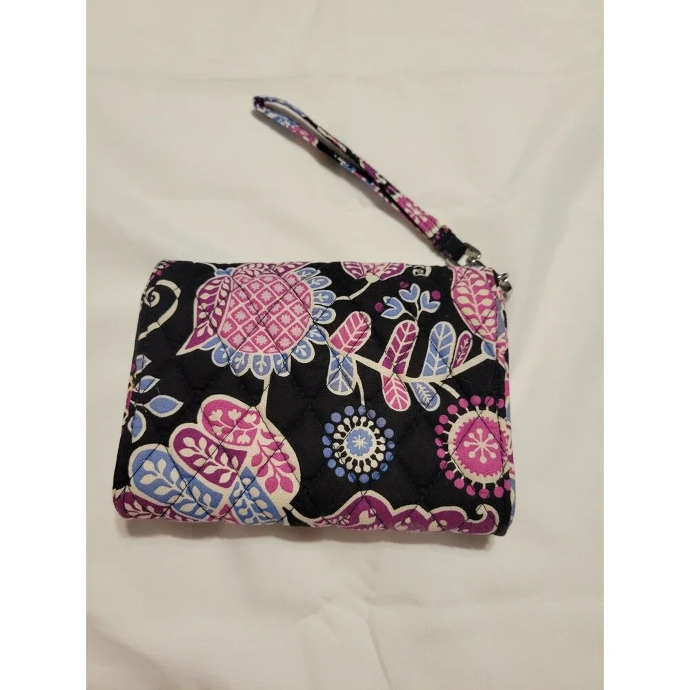Vera Bradley  Wallet  Half Fold   Organizer Wristlet Floral Blue Pink Black